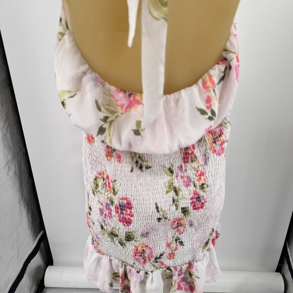 Guess Womens Floral Print Halter Dress size XL White & Pink - Picture 14 of 15